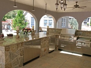 Stainless Cabinets in Stone Enclosure